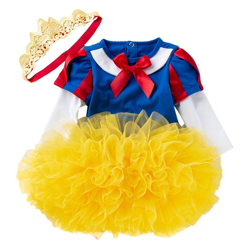 MYRISAM Christmas Costumes for Baby Toddler Girls Snow White Princess Birthday Bodysuit Romper Tutu Dress w/Headband - Image 1